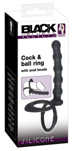 Black Velvets silikonowy ring intymny z anatomicznym elementem analnym – system pierścieni, czarny