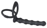 Black Velvets silikonowy ring intymny z anatomicznym elementem analnym – system pierścieni, czarny