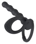 Black Velvets silikonowy ring intymny z anatomicznym elementem analnym – system pierścieni, czarny