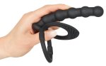Black Velvets silikonowy ring intymny z anatomicznym elementem analnym – system pierścieni, czarny