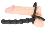 Black Velvets silikonowy ring intymny z anatomicznym elementem analnym – system pierścieni, czarny