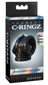 Fantasy C-Ringz Czarny elastyczny pierścień intymny z TPR 7 cm – system 2w1, dwuelementowy