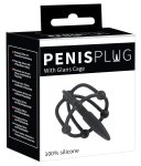 You2Toys Plug intymny z kulkami i klatką – silikonowy model czarny 5,7 cm, system kulkowy, medyczny silikon
