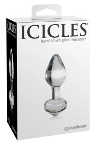 Pipedream Icicles Szklany Korek Model 603912337280, hipoalergiczny, ręcznie wykonany, 8 cm