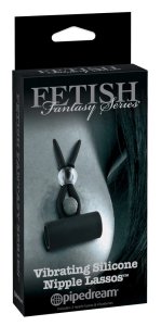 Fetish Fantasy zaciski na sutki z wibracją, silikonowa powierzchnia, czarne, regulowane