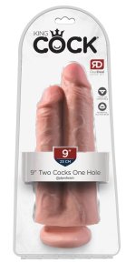 King Cock Double model 23 cm z przyssawką, jasny odcień skóry, podwójny anatomiczny kształt