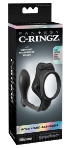 Fantasy C-Ringz czarny pierścień z anatomiczną wkładką wibracyjną, silikon i ABS, 7,8 cm