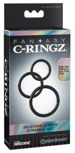 Fantasy C-Ringz zestaw 3 silikonowych pierścieni elastycznych, różne rozmiary, czarny