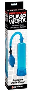 Pipedream Pump Worx Blue – pompka treningowa dla początkujących 19 cm przezroczysta