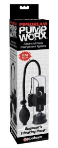 Pipedream Pump Worx Transparentna Pompa Intymna z funkcją wibracji 22cm i zaworem bezpieczeństwa