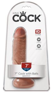 King Cock model 18 cm z podstawą ciemny odcień skory PVC z realistyczną strukturą