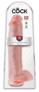 King Cock 38 cm model z przyssawką, jasny PVC, anatomiczny XXL, kompatybilny z uprzężą