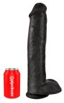 King Cock Duży model anatomiczny z przyssawką 38 cm czarny, realistyczna tekstura PVC