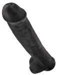 King Cock Duży model anatomiczny z przyssawką 38 cm czarny, realistyczna tekstura PVC