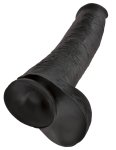 King Cock Duży model anatomiczny z przyssawką 38 cm czarny, realistyczna tekstura PVC