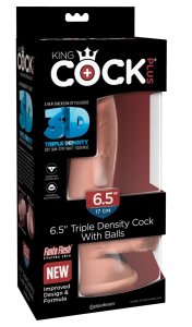 King Cock Plus model 6,5" z jądrami i przyssawką, jasny odcień skóry, TPE, 17 cm