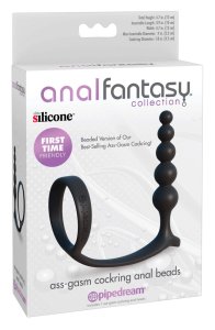 Anal Fantasy kulowy korek z pierścieniem silikonowy 12 cm czarny, ergonomiczny system