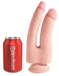 King Cock Plus Duo model 24 cm jasny, podwójny system intymny TPE z przyssawką