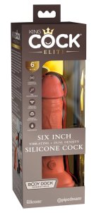 King Cock Elite silikonowy model intymny z przyssawką i pilotem 15 cm, ciemny, 10 programów