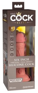 King Cock Elite Silikonowy Wibrator 15 cm z przyssawką i pilotem, jasny, 10 trybów