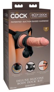 King Cock Elite Body Dock – Zestaw silikonowy 20 cm jasny z czarnym pierścieniem i systemem mocowania