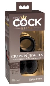 King Cock Elite Crown Jewels pierścień intymny z obciążonymi kulkami, czarny, silikon