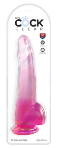 King Cock Clear model 25 cm – Przezroczysty-różowy, mocna podstawa z przyssawką
