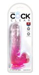 King Cock Clear Model 6" – Transparentna maszyna intymna z przyssawką, różowy akcent, 17,8 cm