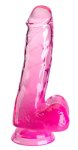 King Cock Clear Model 6" – Transparentna maszyna intymna z przyssawką, różowy akcent, 17,8 cm