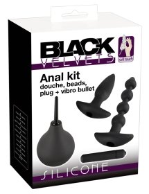 Black Velvets 4-częściowy Zestaw Intymny, silikon/ABS/PVC, czarny, z prysznicem i mini wibratorem