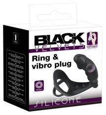 Black Velvets – Pierścień Wibracyjny z Anatomiczną Nakładką, czarny, silikon z powłoką PU