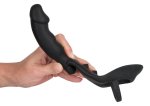 Black Velvets – Pierścień Wibracyjny z Anatomiczną Nakładką, czarny, silikon z powłoką PU