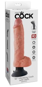 King Cock Wibrator 25 cm z Przyssawką, jasny, elastyczny model, PVC/ABS