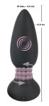 Black Velvets Rotacyjny korek analny z pilotem, 7 trybów rotacji, silikon, czarny, 14 cm
