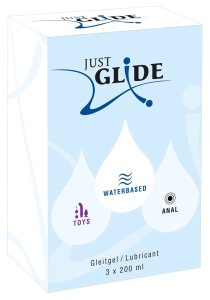Just Glide Zestaw 3x200ml Lubrykanty wodne – Anal, Toys, Waterbased, do akcesoriów