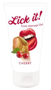 Lick It Żel do masażu wiśniowy 50ml – wegański, wodna formuła, intensywny aromat