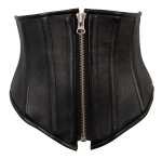 ZADO Gorset Skorzany Sznurowany Czarny 86 cm – Model Talia, lamówka nappa