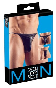 Svenjoyment Zestaw 3 par stringów męskich czarny wetlook S-L, różne fasony