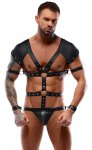 Svenjoyment Bondage Body męskie paski regulowane czarne S matowe z nitami