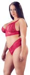 Cottelli Curves komplet koronkowy czerwony stanik bez zapięcia i stringi 2XL, otwarta konstrukcja