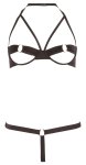 Cottelli Collection komplet bielizny otwarty biustonosz i stringi czarny 80B/M, metalowe detale