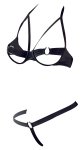 Cottelli Collection komplet bielizny otwarty biustonosz i stringi czarny 80B/M, metalowe detale