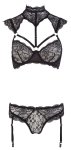 Cottelli Lingerie komplet koronkowy biustonosz z kołnierzem i stringi 80B/M, regulowane szelki