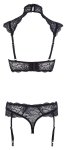 Cottelli Lingerie komplet koronkowy biustonosz z kołnierzem i stringi 80B/M, regulowane szelki