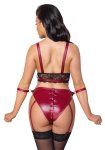 Cottelli Bondage M – czerwony komplet koronkowy z regulowanymi paskami i pasami na kostki