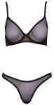 Cottelli Lingerie 80B/M – czarny komplet siateczkowy z brokatem i formowanymi miseczkami