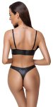 Cottelli LINGERIE 75B/S – matowy czarny komplet 2-częściowy z elastycznymi paskami i stringami