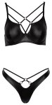 Cottelli LINGERIE 75B/S – matowy czarny komplet 2-częściowy z elastycznymi paskami i stringami