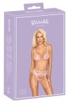 Kissable komplet koronkowy Rose L/XL – biustonosz, pas do pończoch, stringi z regulacją
