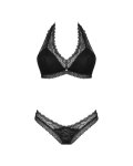 Obsessive Medilla komplet koronkowy czarny XL/2XL biustonosz halterneck i stringi